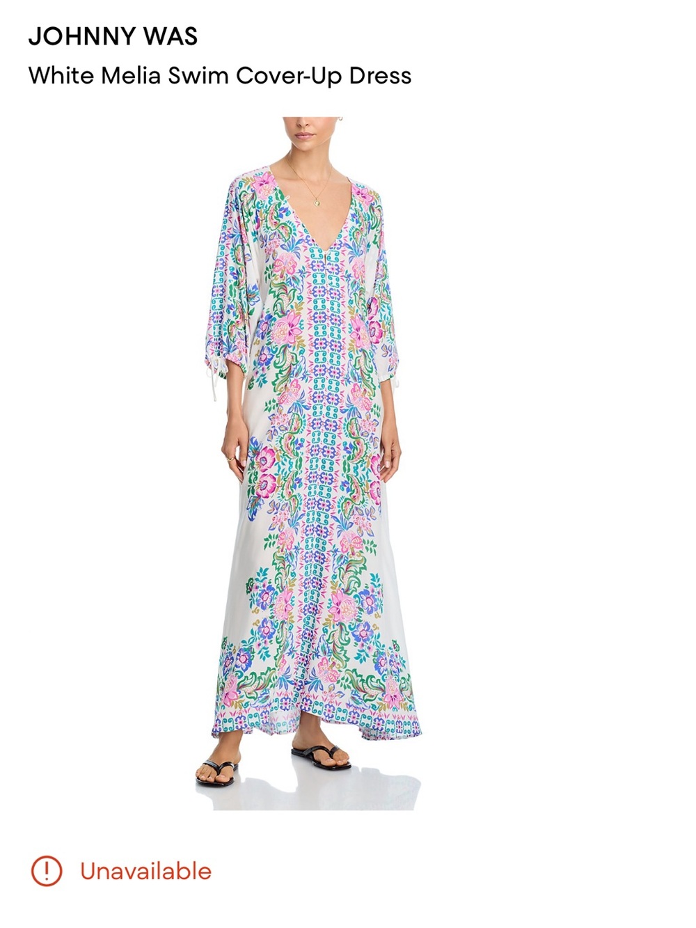 Johnny Was White Floral Melia Maxi Swim Cover-Up